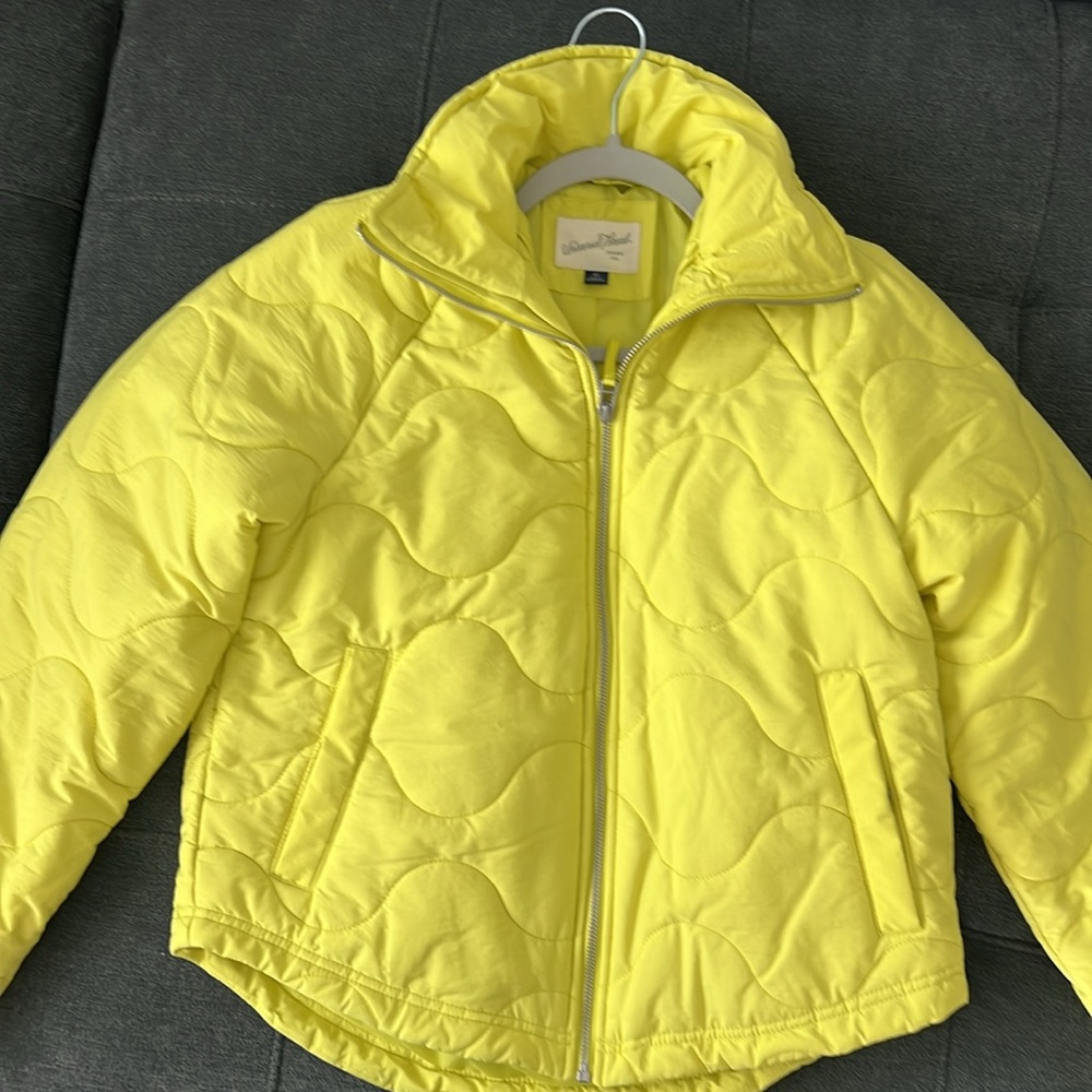 Yellow Quilted Bit Puffy Jacket